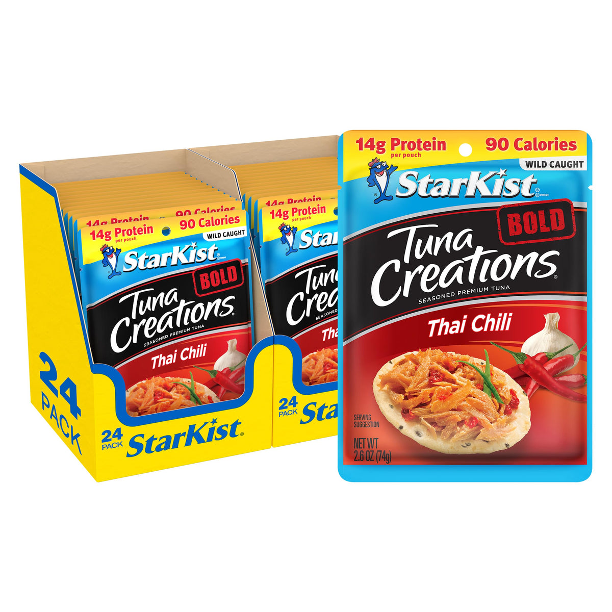 StarKist Tuna Creations Bold Thai Chili Style pouch ready to eat for on-the-go meals.