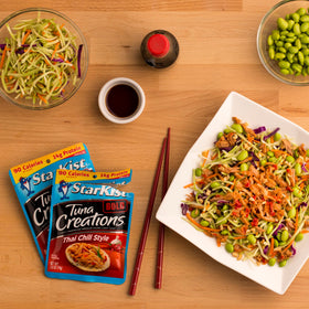 StarKist Thai chili tuna over a veggie rice bowl.