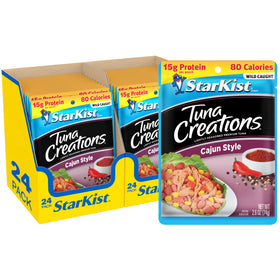 StarKist Tuna Creations Cajun pouch packaging—convenient ready-to-eat protein for quick meals.