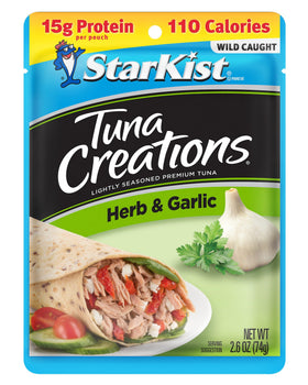 StarKist Tuna Creations Herb and Garlic added to a salad as a flavorful protein topping.