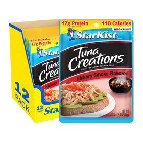 StarKist Hickory Smoked Tuna Creations 12-pack on pantry shelf for quick meals