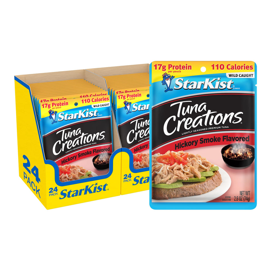 StarKist Tuna Creations Hickory Smoked pouch front view, ready-to-eat for quick meals.
