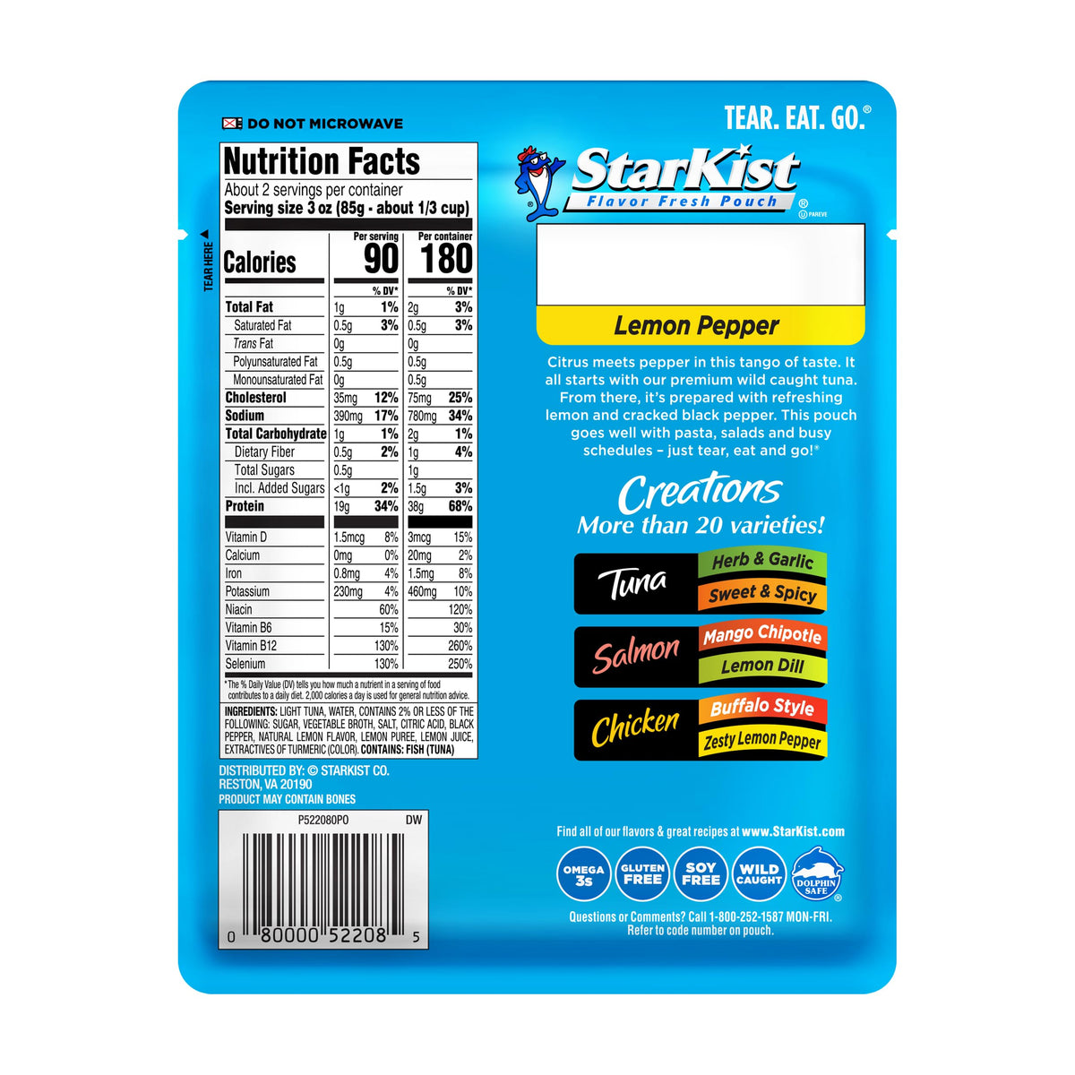 StarKist Tuna Creations Lemon Pepper atop a fresh salad for a protein boost
