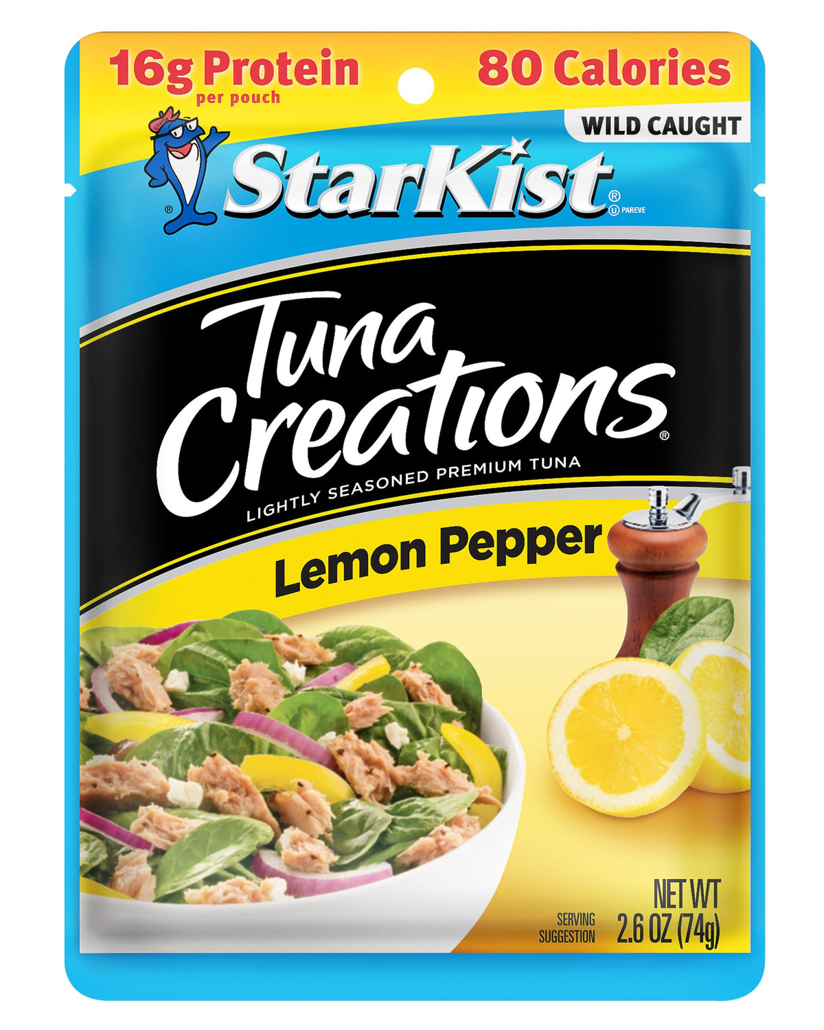 StarKist Lemon Pepper pouch side view, convenient on-the-go packaging