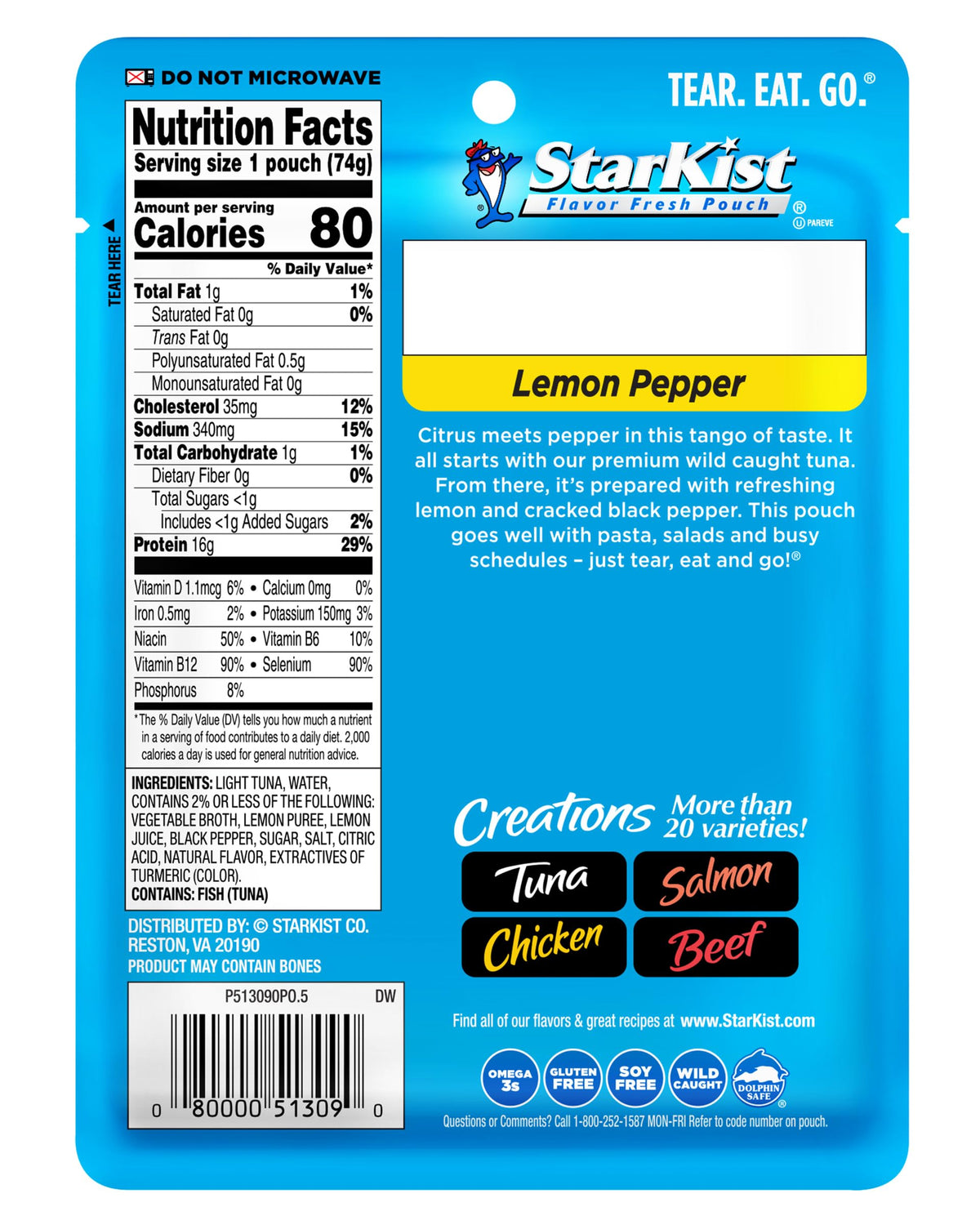 StarKist Tuna Creations Lemon Pepper served on salad for a protein boost