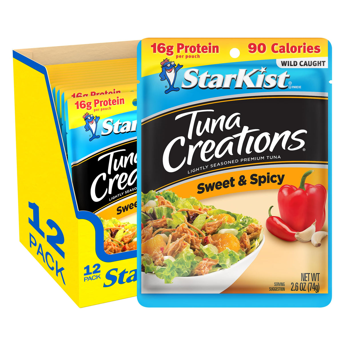 StarKist Tuna Creations Sweet and Spicy pouch closeup—ready-to-eat protein for on-the-go meals.