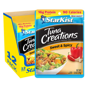 StarKist Tuna Creations Sweet and Spicy pouch closeup—ready-to-eat protein for on-the-go meals.
