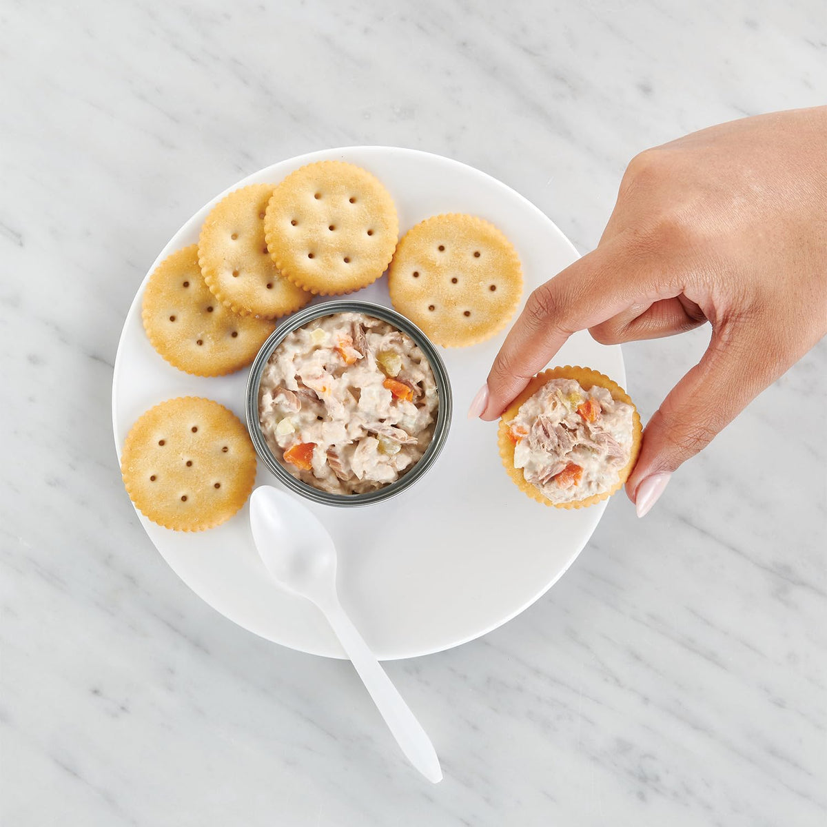 StarKist tuna salad kit with crackers and spoon, ideal for quick lunch