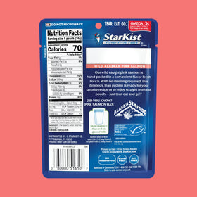 StarKist Wild Pink Salmon flakes in a fork-ready dish, showcasing light texture and protein boost.