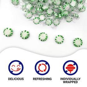 Starlight Spearmint discs close-up, crisp flavor for quick breath refreshers during meetings.