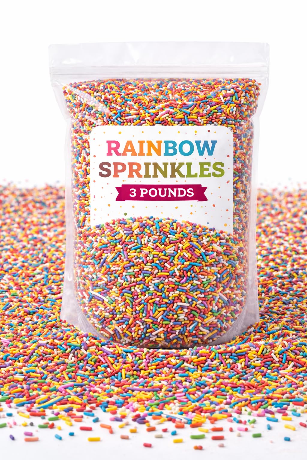 Starnest Rainbow Sprinkles 3lb bulk container for easy decorating and baking.