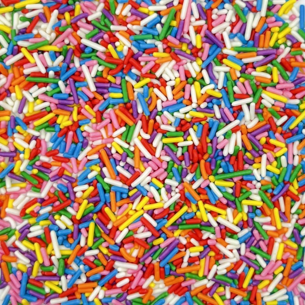 Starnest Rainbow Sprinkles resealable container keeps sprinkles fresh.