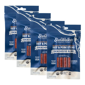 StarWalker Organic Beef and Pork Jerky Sticks pack front for on-the-go protein