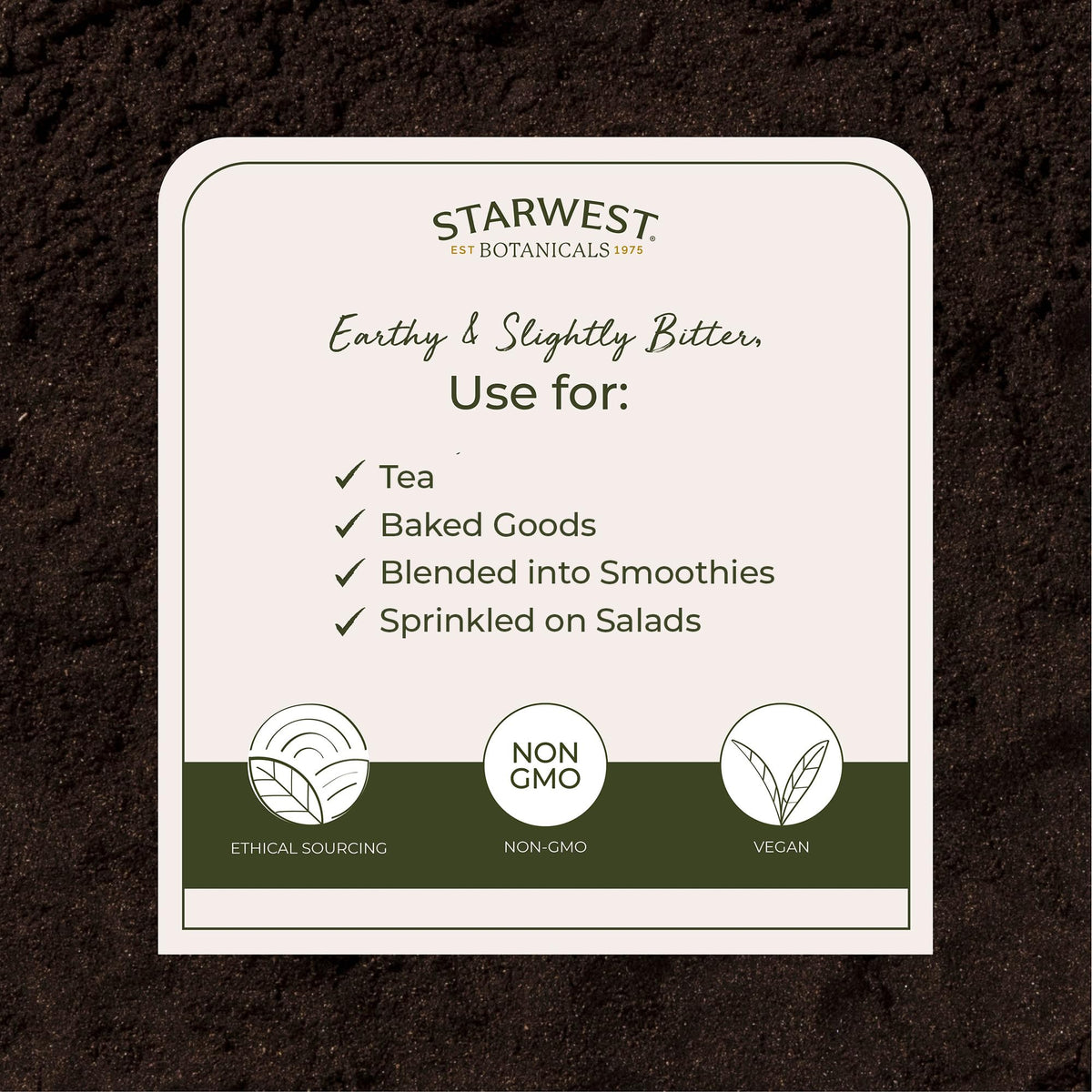 Starwest Botanicals Walnut Hull Powder ready for tea infusion in warm water.