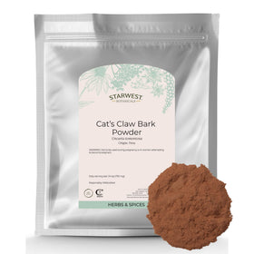 Starwest Botanicals Cat's Claw Bark Powder bag ready for tea, smoothies, or baking