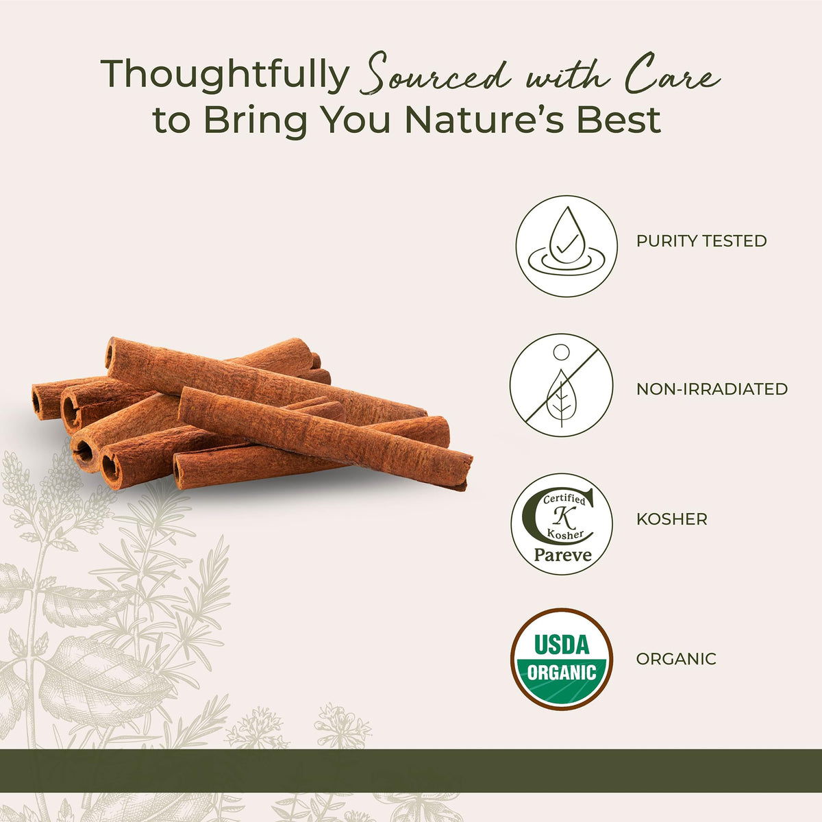 Starwest Botanicals cinnamon sticks displayed on a spice shelf
