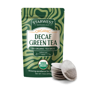 Starwest Botanicals Organic Decaf Green Tea bags bulk pack for caffeine-free mornings.