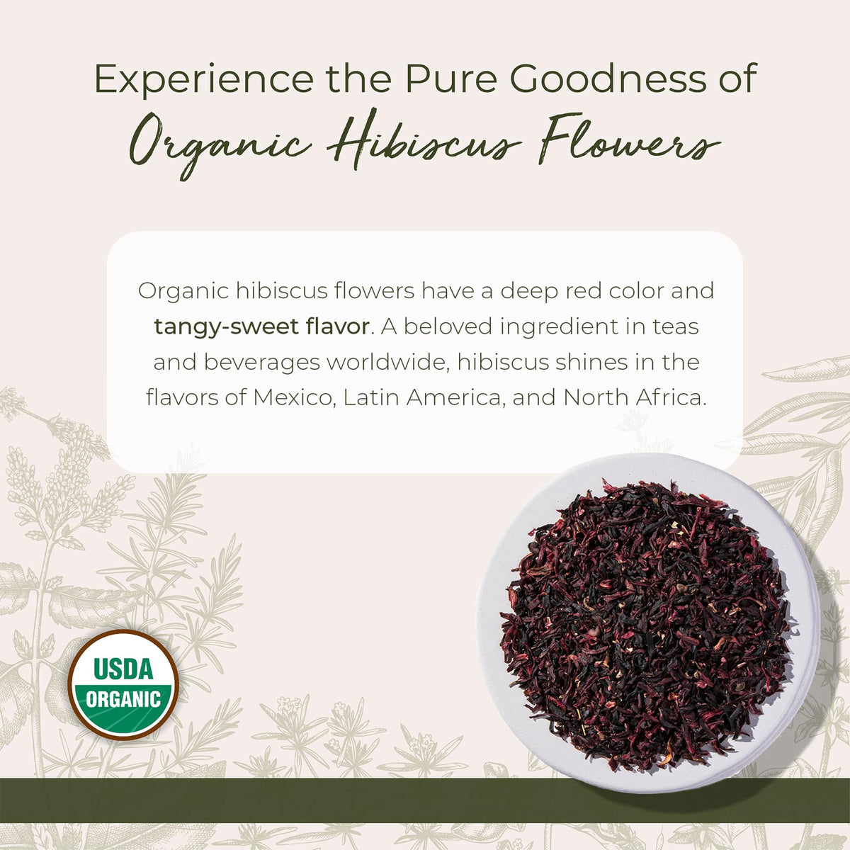 Dried hibiscus petals close-up from Starwest Botanicals for blends.