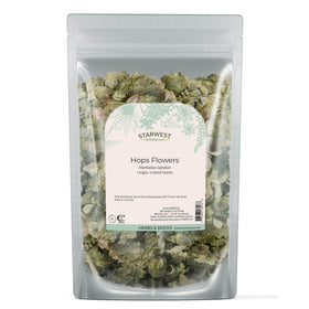 Starwest Botanicals dried hops flowers whole package front for fragrant infusion