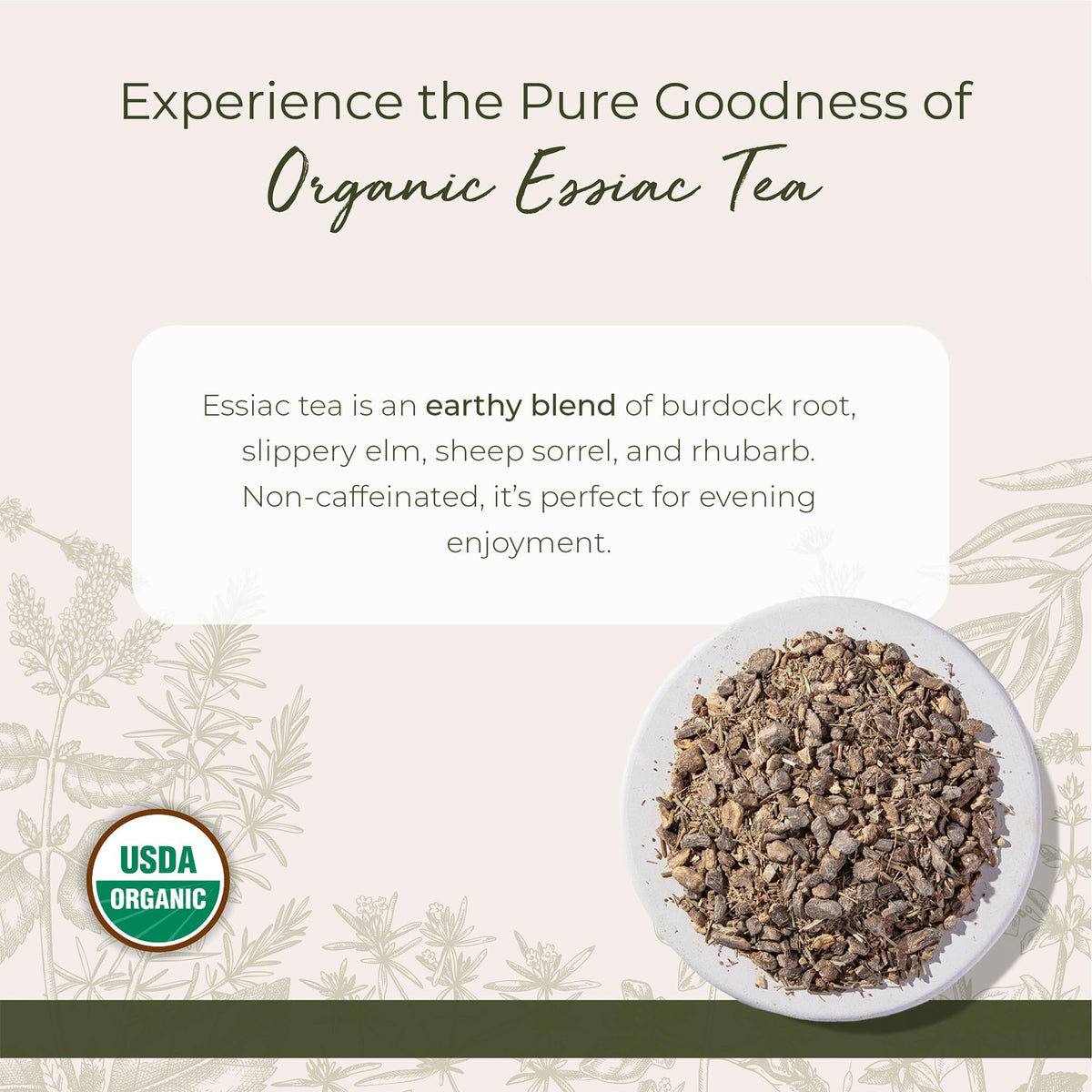 Starwest Botanicals Essiac Tea Organic slippery elm bark, soothing aroma for a comforting cup