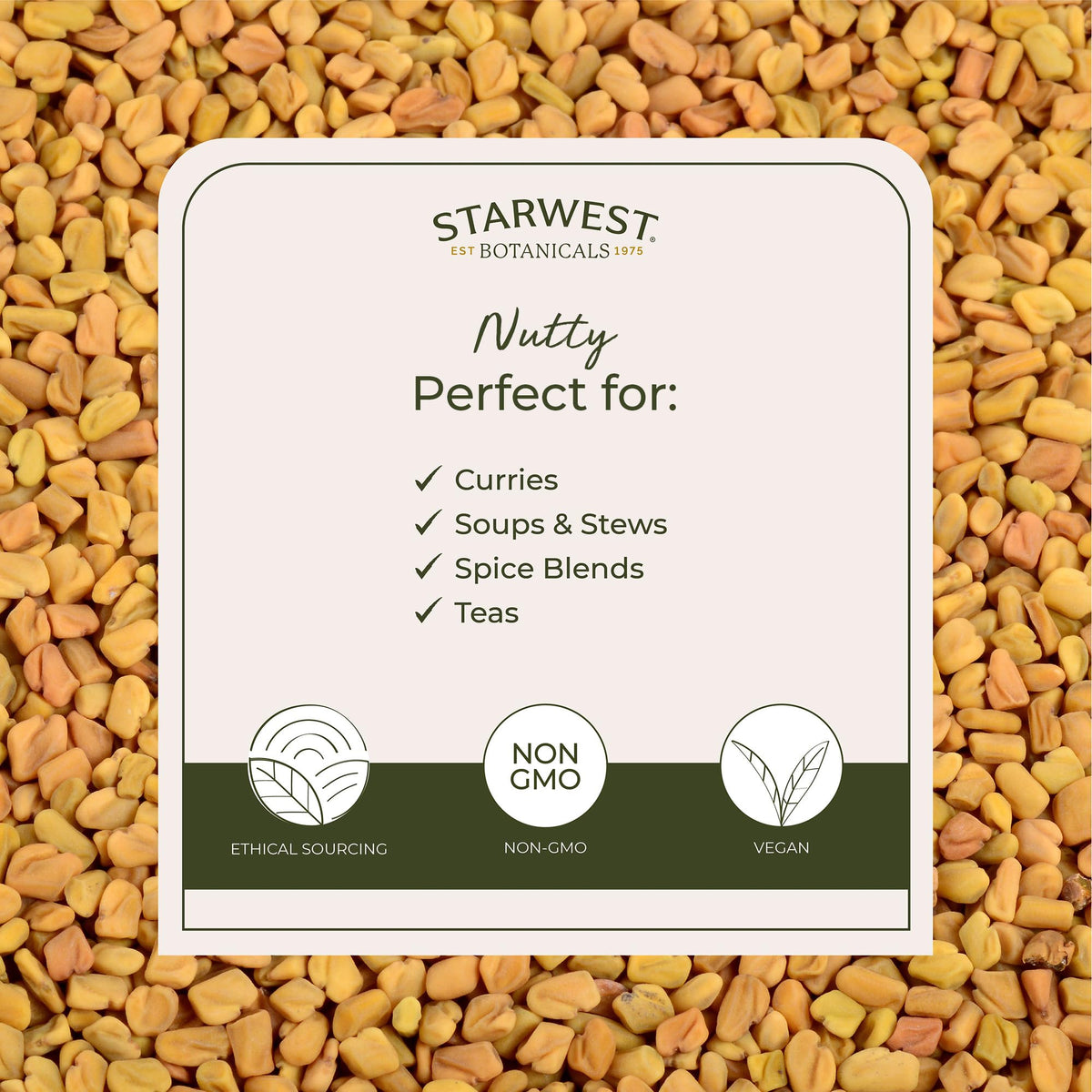 Starwest Botanicals ground fenugreek powder enhancing aroma and flavor.