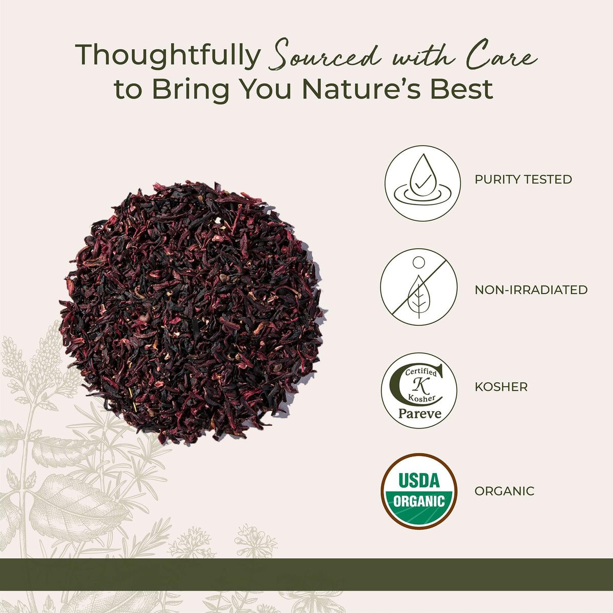 Kosher-certified hibiscus from Starwest Botanicals highlighting trusted sourcing.