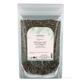 Starwest Botanicals Moringa leaf, dried form for energizing drinks and smoothies.