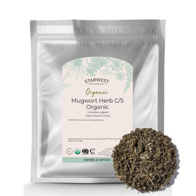 Starwest Botanicals mugwort dried leaves for aromatic tea and cooking.