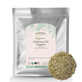 Starwest Botanicals oatstraw loose leaf bundle enhances herbal tea rituals with earthy sweetness.