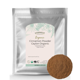 Starwest Botanicals Organic Ceylon Cinnamon Powder in a 1 lb bag for baking and tea.