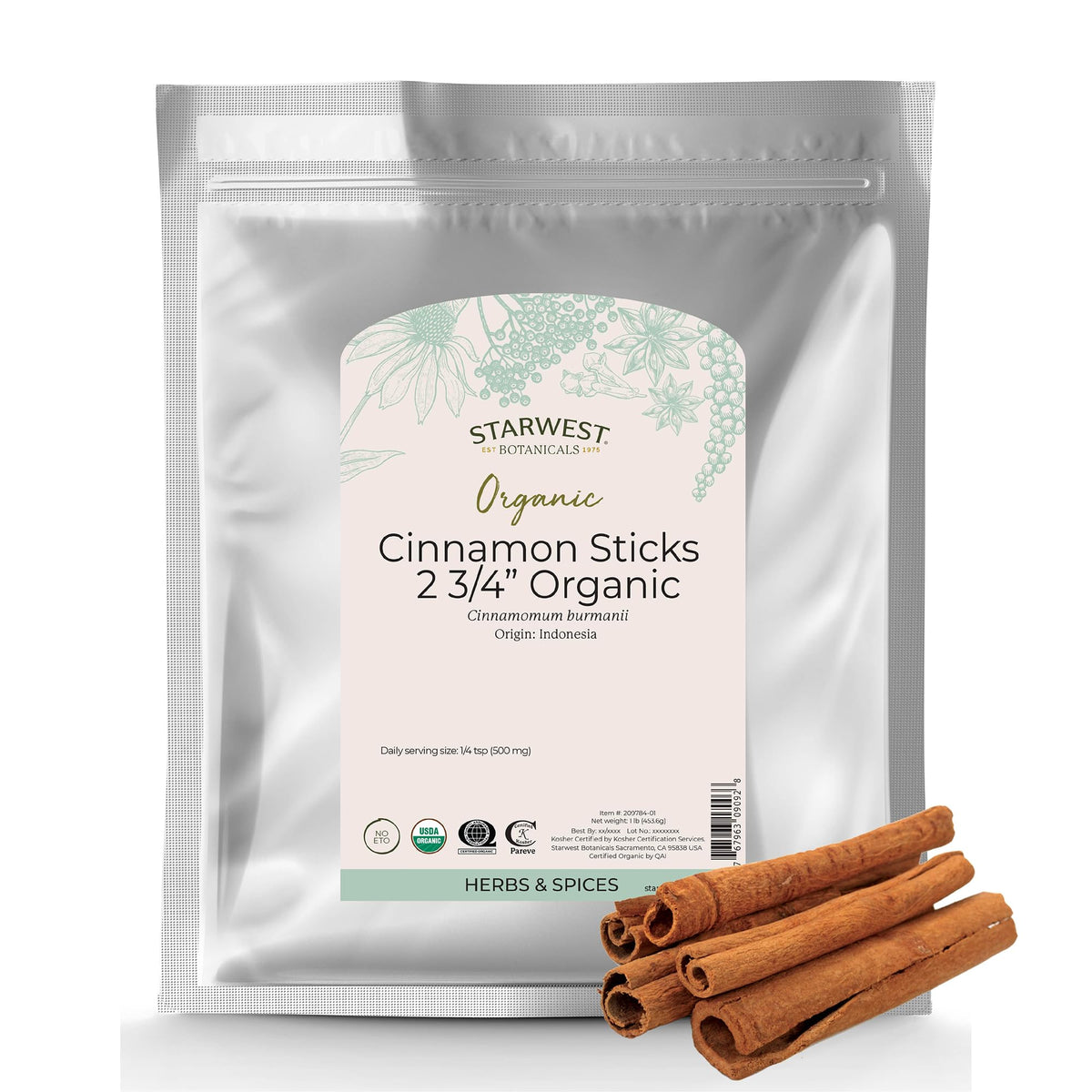Starwest Botanicals organic cinnamon sticks Korintje for tea infusions