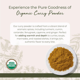 Starwest Botanicals Organic Curry Powder with Salt ingredients close-up highlights natural spices and organic claim