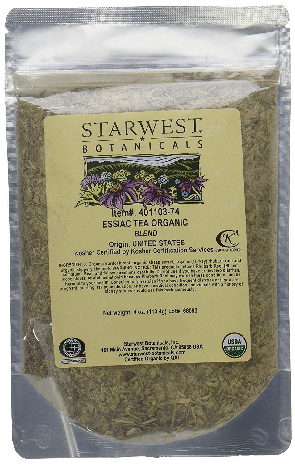 Starwest Botanicals Organic Essiac Tea bottle ready for a daily herbal tea ritual