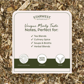 Organic mugwort from Starwest, kosher-certified for clean herbal use.