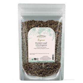 Starwest Botanicals Organic Mullein Leaf Cut & Sifted bag with organic certification label