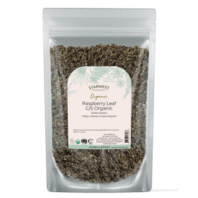 Starwest Botanicals organic raspberry leaf tea loose leaf for caffeine-free herbal option
