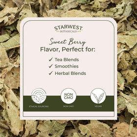 Starwest Botanicals raspberry leaf dried leaves closeup showcasing natural texture