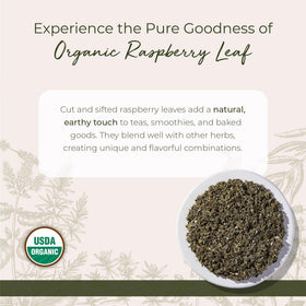 Starwest Botanicals raspberry leaf tea cup brew with warm aroma