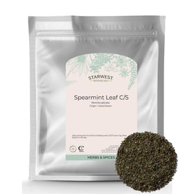 Starwest Botanicals spearmint leaves in a 1lb bulk bag for tea and blends