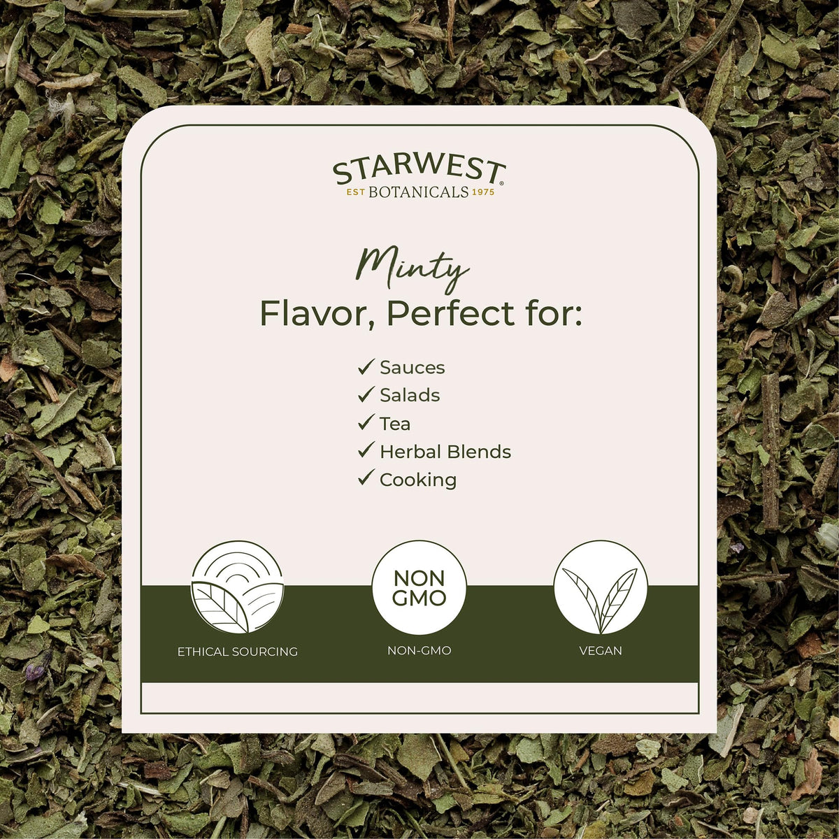 Spearmint leaves used in herbal tea blends with refreshing aroma