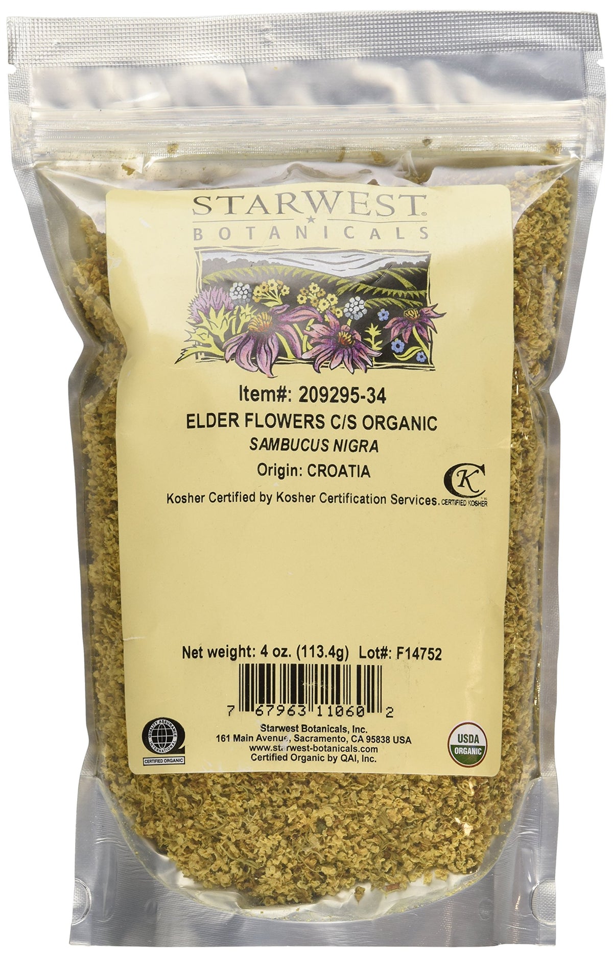 Starwest Elder Flowers, cut and sifted, ideal for fragrant teas and culinary infusions.