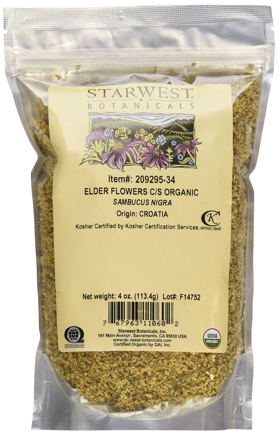 Starwest Elder Flowers, cut and sifted, ideal for fragrant teas and culinary infusions.