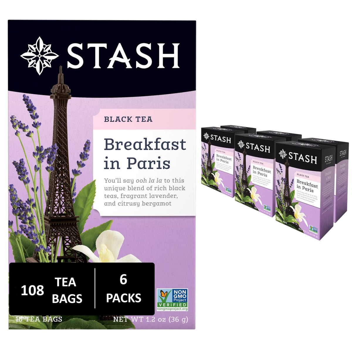 Stash Breakfast in Paris tea bags packaging for convenient daily brews.
