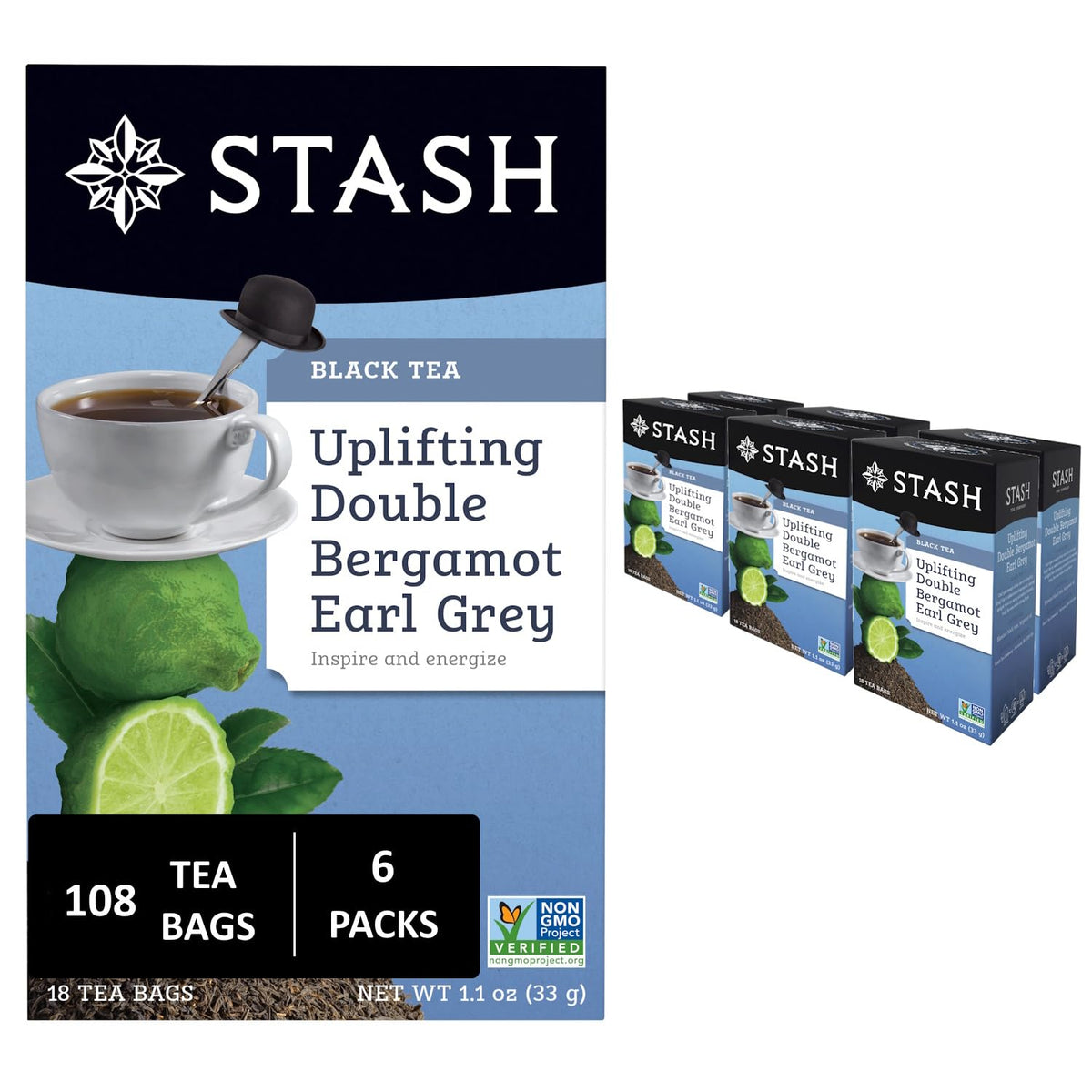 Stash Double Bergamot Earl Grey tea box highlights bold premium flavor.