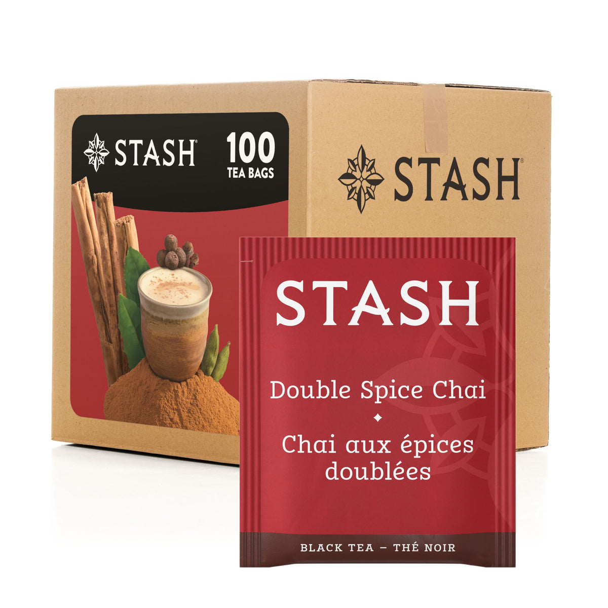 Stash Double Spice Chai tea bag in foil wrap preserves fresh flavor.