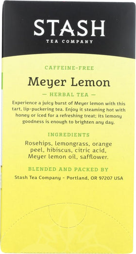 Stash Meyer Lemon herbal tea ingredients featuring lemon zest and herbs