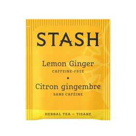 Stash Lemon Ginger herbal tea packets on display, ready to brew a soothing, aromatic cup.