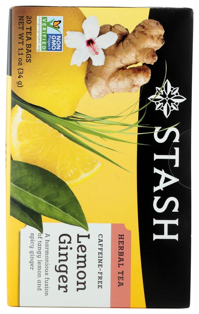 Stash Lemon Ginger Herbal Tea steeping in a cup with aromatic steam.