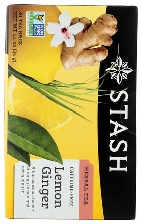 Stash Lemon Ginger Herbal Tea steeping in a cup with aromatic steam.
