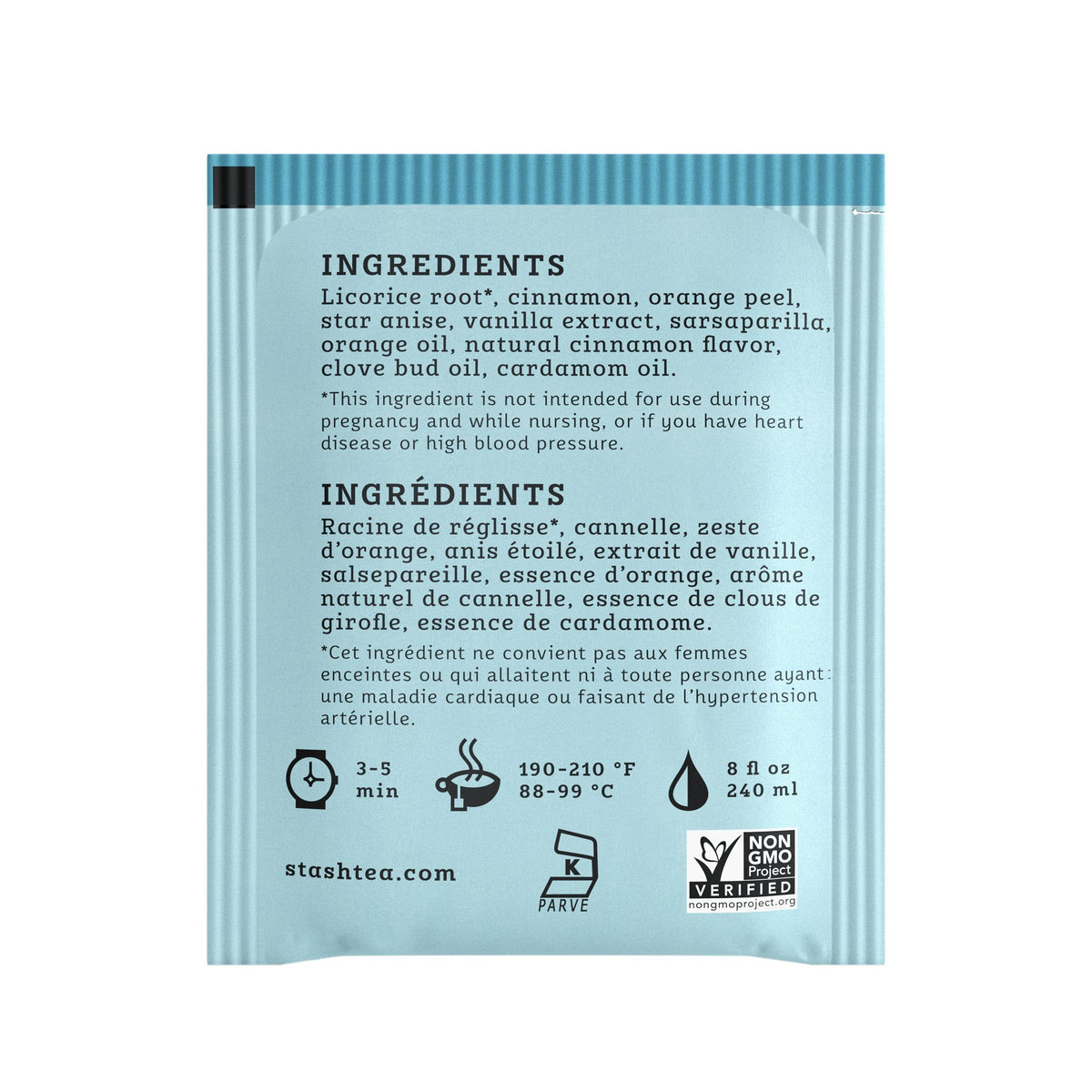 Stash Licorice Spice tea cup steaming—enjoy hot or iced.